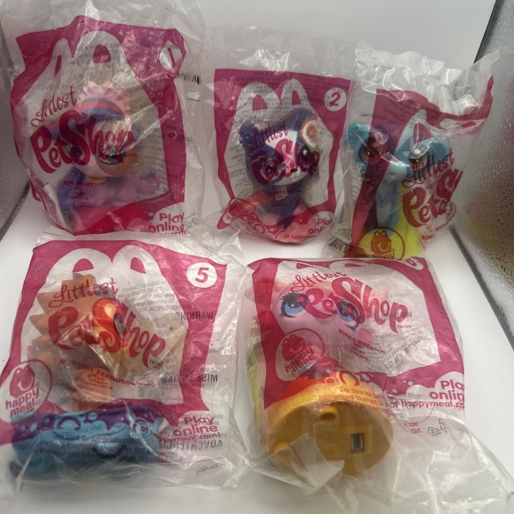 MCDONALDS 2012 LITTLEST PET SHOP SET OF 5 HAPPY MEAL TOYS NEW/SEALED